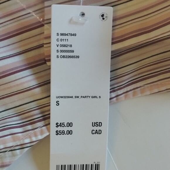 Urban Outfitters NWT Party Girl Button Down Cotton Blend Stripe Sleeveless Top S - Picture 10 of 15